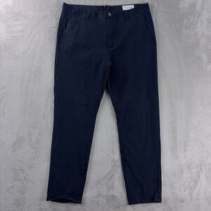 Mott & Bow‎ Casual Pants Mens Size 36x29 Navy Blue Slim Stretch Cotton Preppy